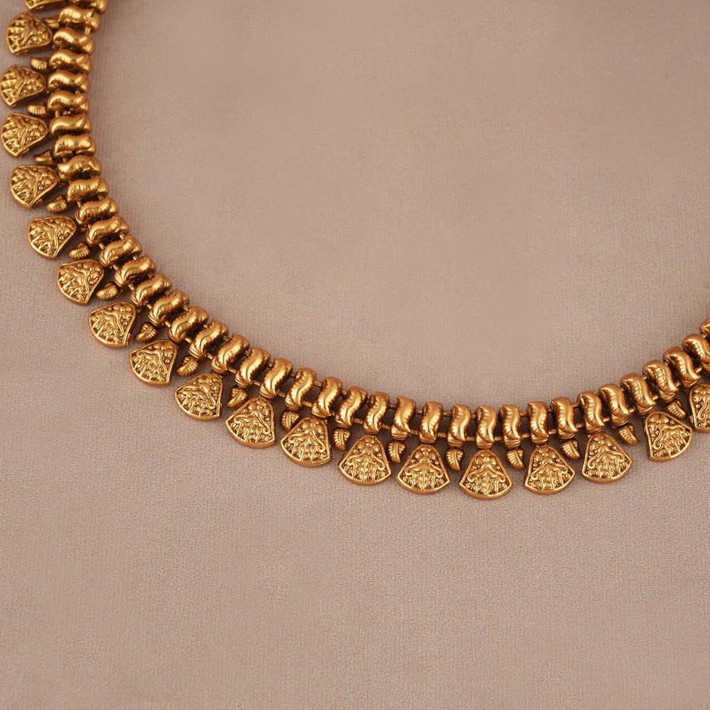 Elegant Delicate Plain Antique Gold Necklace Set : SJ586