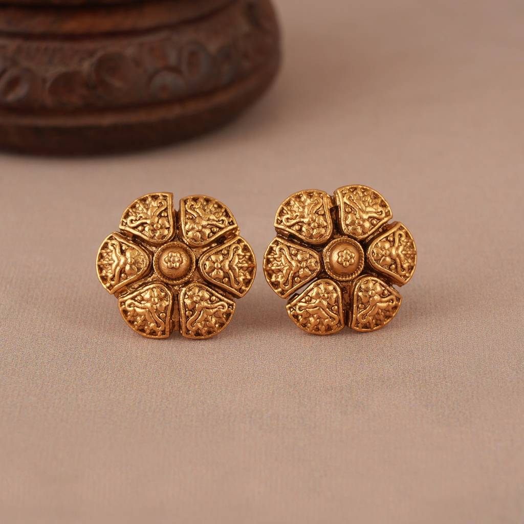 Elegant Delicate Plain Antique Gold Necklace Set : SJ586
