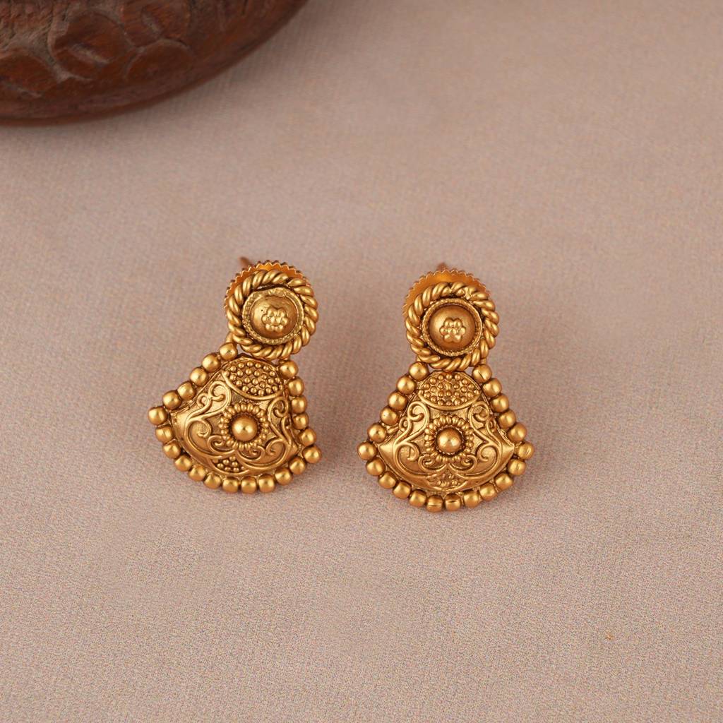 Stunning Carved Plain Antique Gold Necklace Set : SJ601