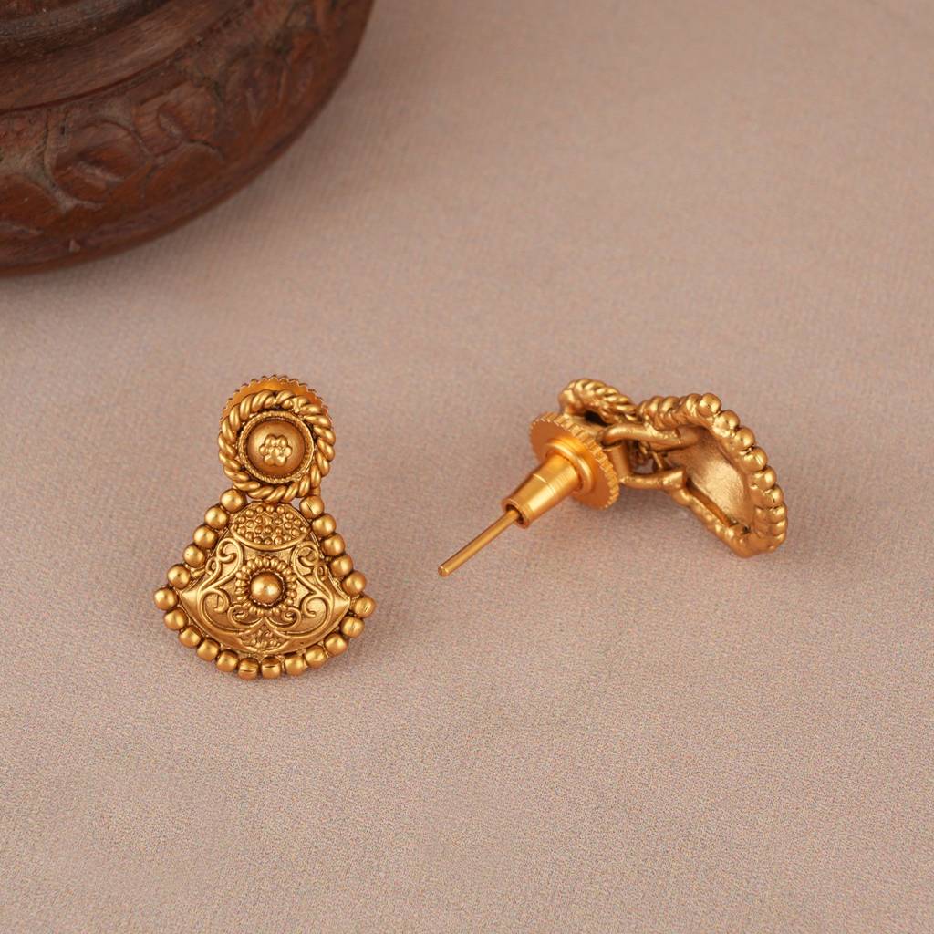 Stunning Carved Plain Antique Gold Necklace Set : SJ601
