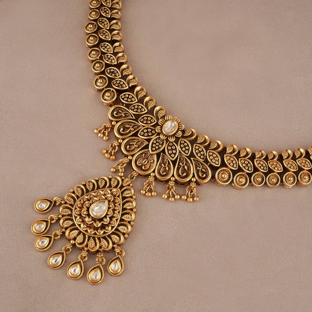 Amazing Antique Gold Kundan Necklace Set : SJ604