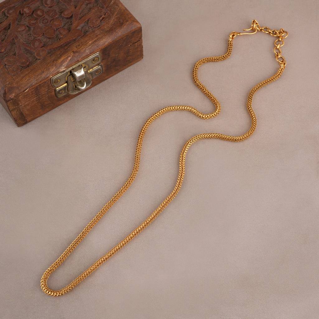 Plain Gold Plated Solid Chain For Women : SJ654