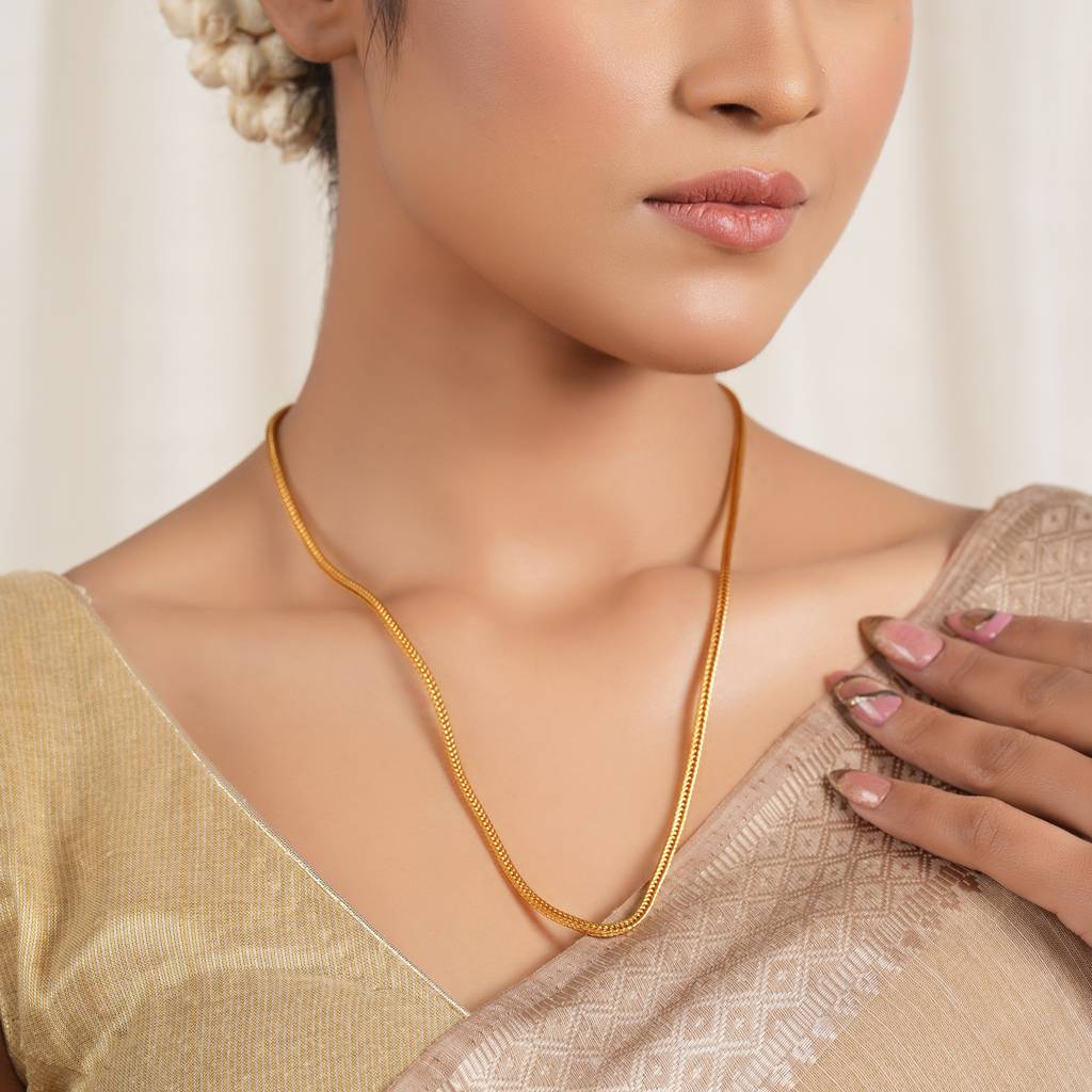 Plain Gold Plated Solid Chain For Women : SJ654