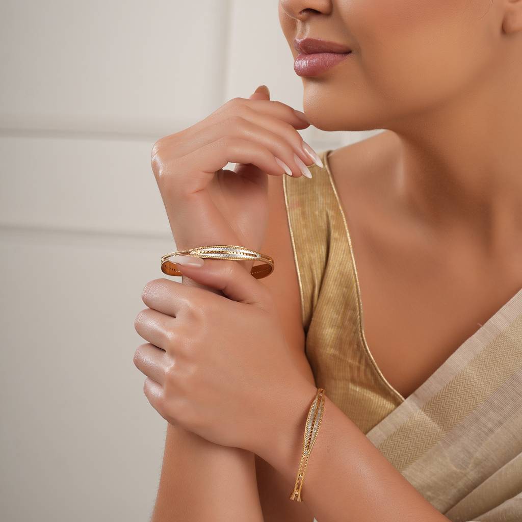 Dual Tone Gold Plated Bangle Set : SJ657-659