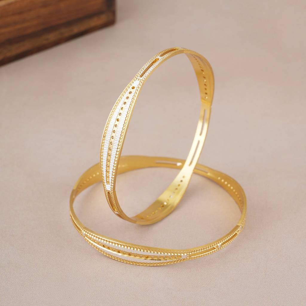 Dual Tone Gold Plated Bangle Set : SJ657-659
