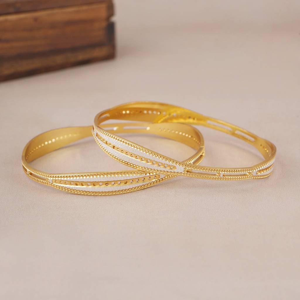 Dual Tone Gold Plated Bangle Set : SJ657-659