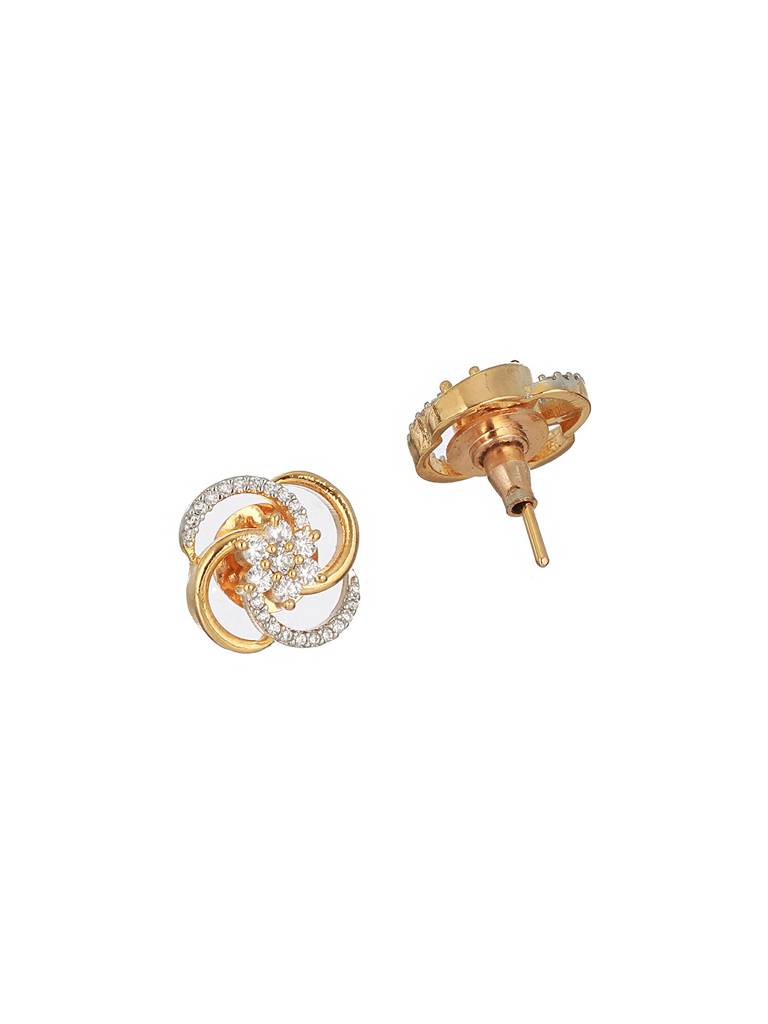 Gold Plated Cz Minimal Office Wear Studds Earring : SJER2248