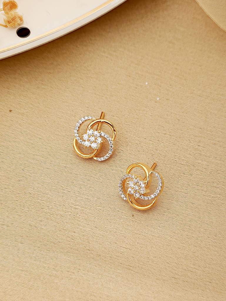 Gold Plated Office Wear Gold Earring Designs Gold Plated Cz