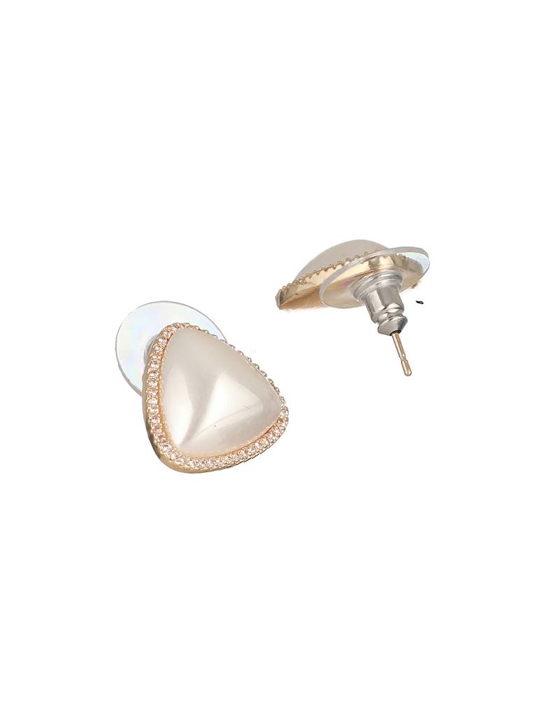 Gold Toned  Freshwater Pearl Minimal Triangular Studds Earringsearring : SJER2284