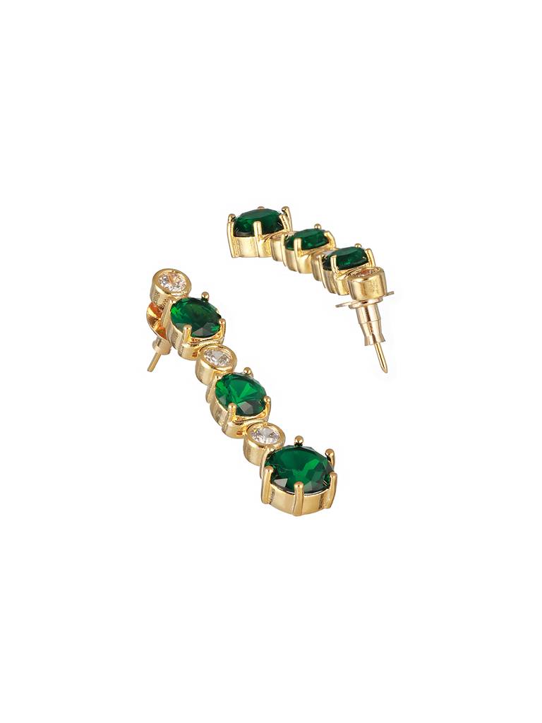 Gold Plated Green Cz Minimal Jewellery Set : SJNK2231
