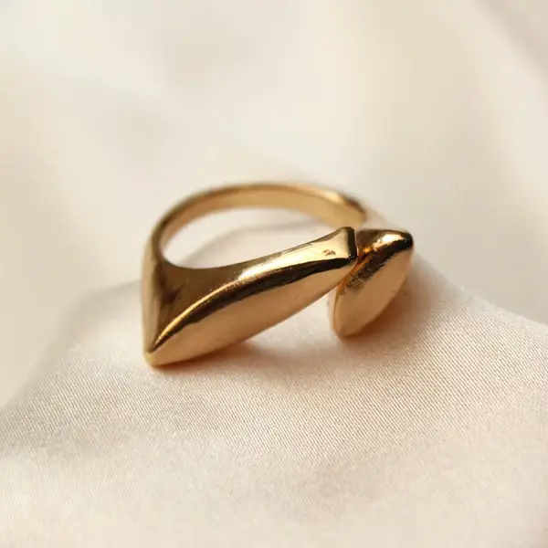 Tfc 24K Sleek Edgy Gold Plated Adjustable Ring : 30163