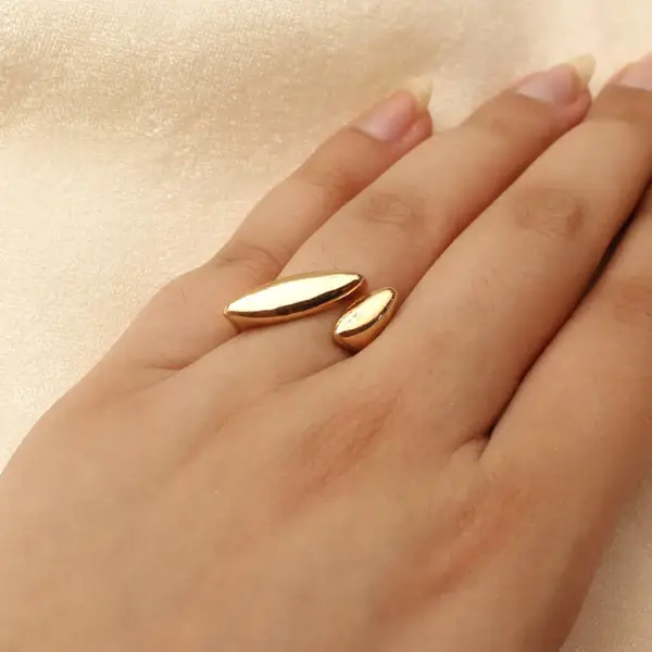 Tfc 24K Sleek Edgy Gold Plated Adjustable Ring : 30163