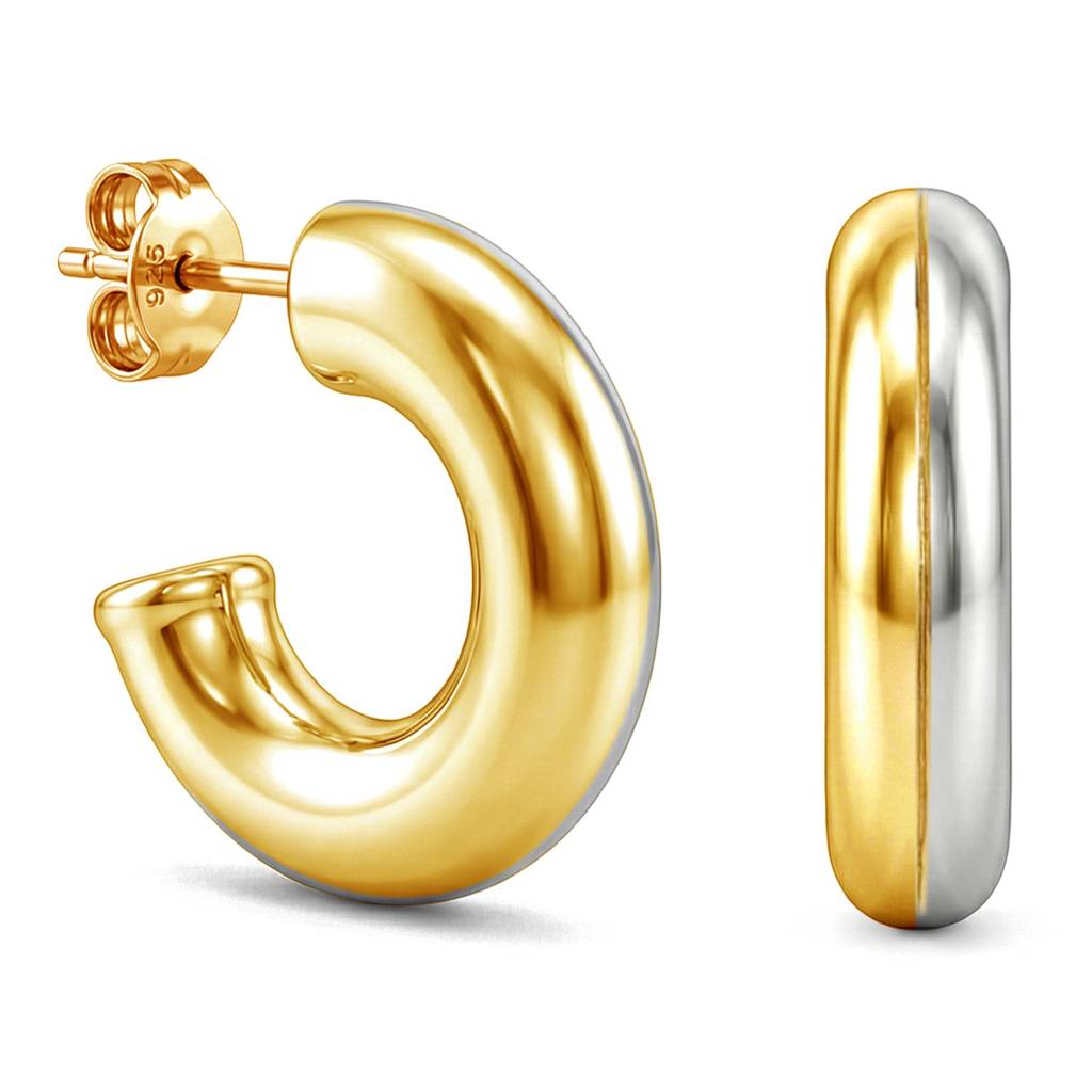 Thalia Dual Tone C - Hoop Earrings For Women : SLER105705D17HM2T