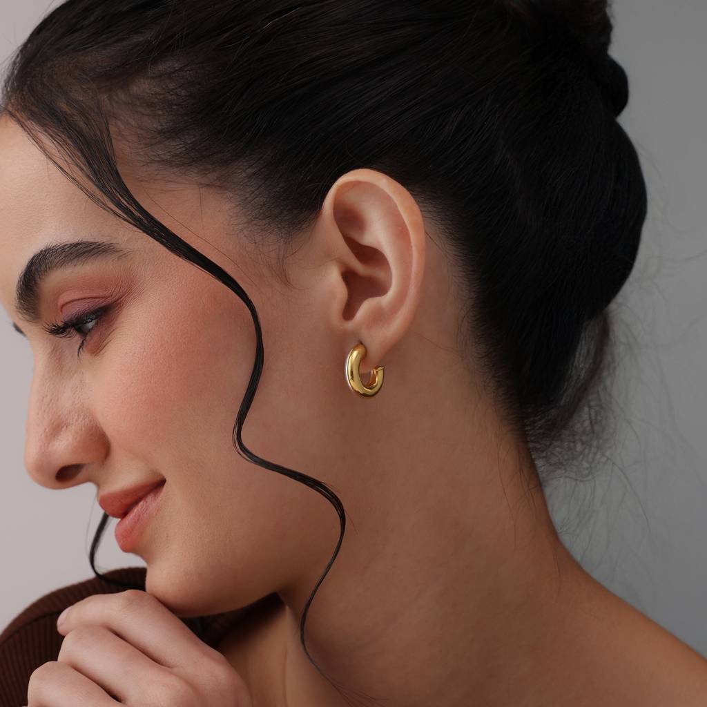 Thalia Dual Tone C - Hoop Earrings For Women : SLER105705D17HM2T
