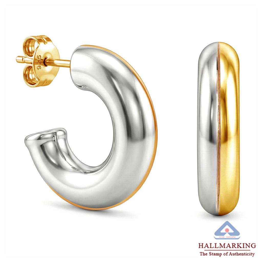 Thalia Dual Tone C - Hoop Earrings For Women : SLER105705D17HM2T