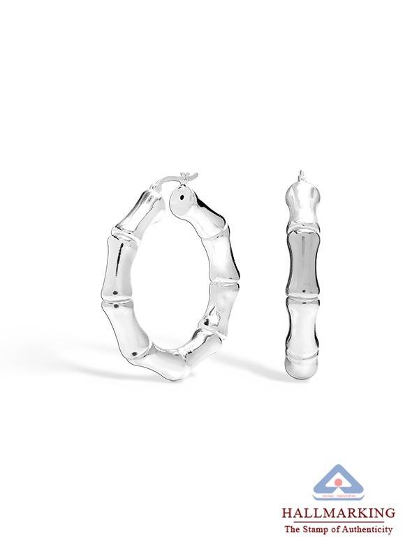Bamboo Large Hoop Earrings 50Mm : SLHP105280SL