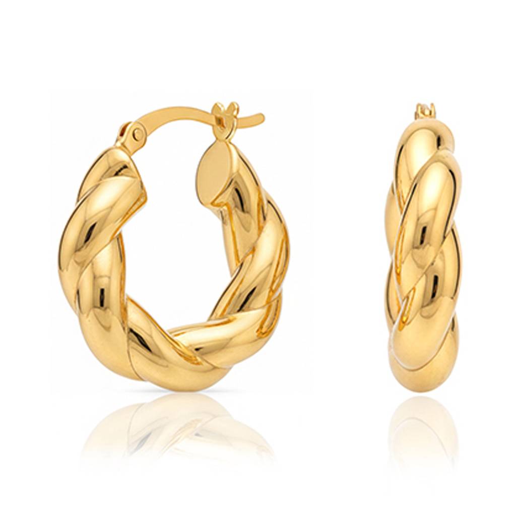 Lyra Gold Twisted Chunky Hoop Earrings : SLHP105735D20MFG