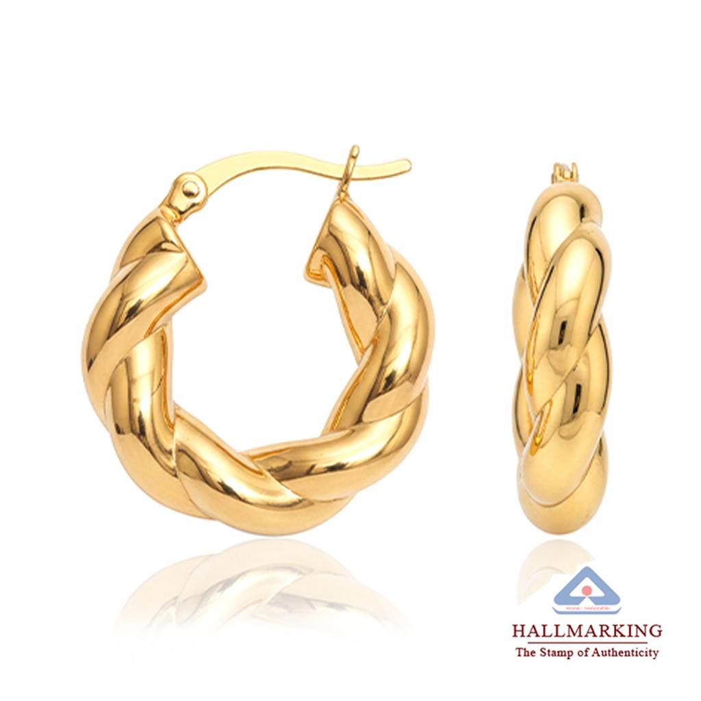 Lyra Gold Twisted Chunky Hoop Earrings : SLHP105735D20MFG