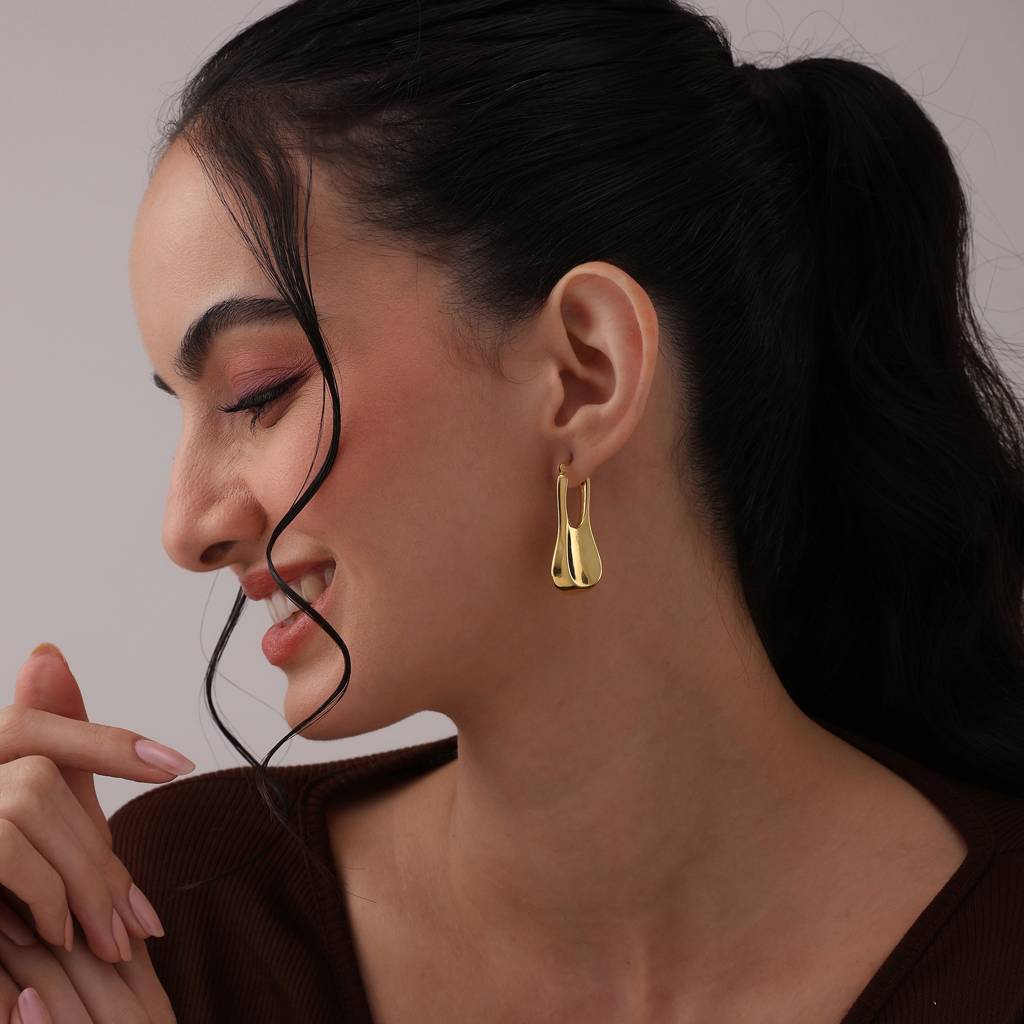 Aurelia Gold Dipped Teardrop Hoop Earrings : SLHP105794FG