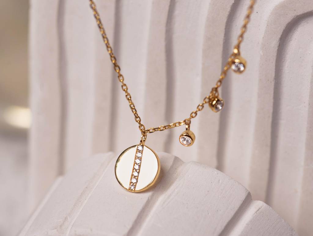 Diamond Dash Pendant Necklace : SLVR-P-3DiamondDashPendantNecklace