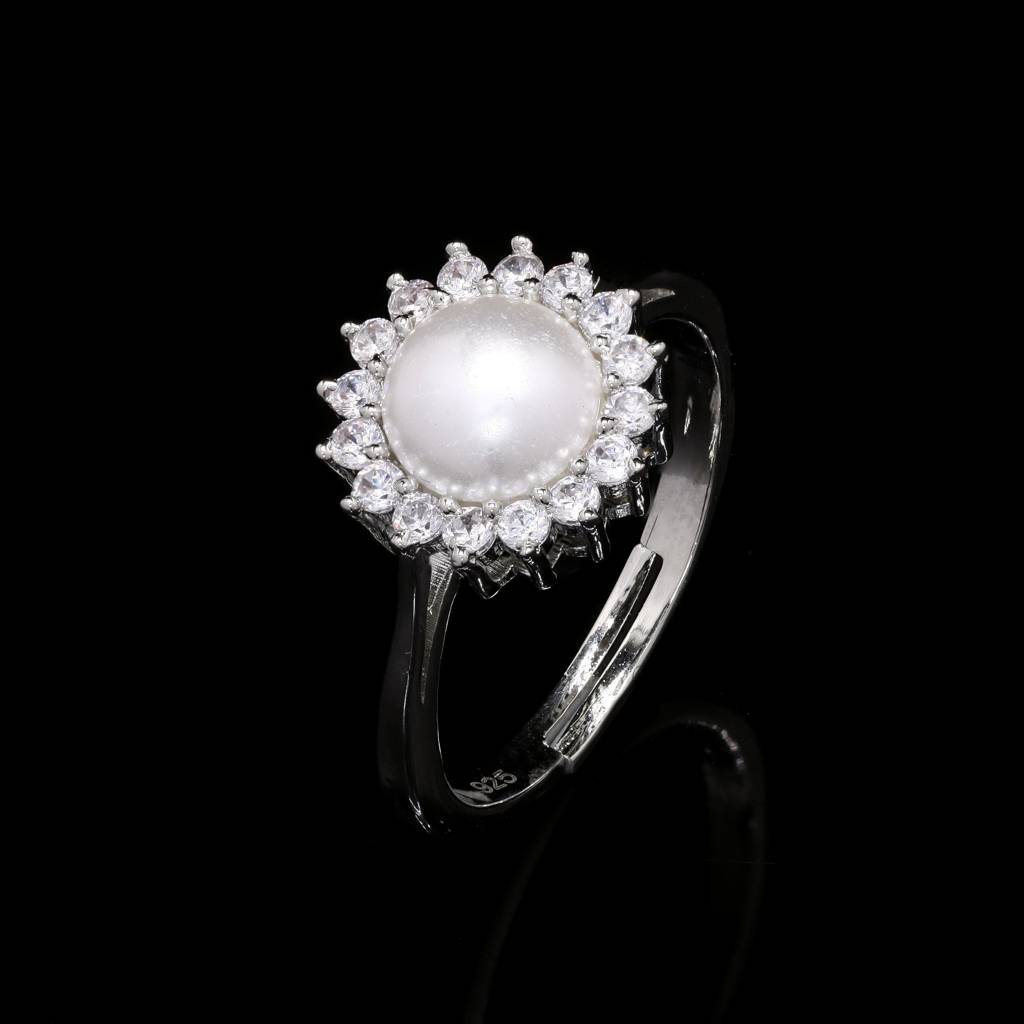 Pearl Sunburst Silver Ring : SM-RG-024