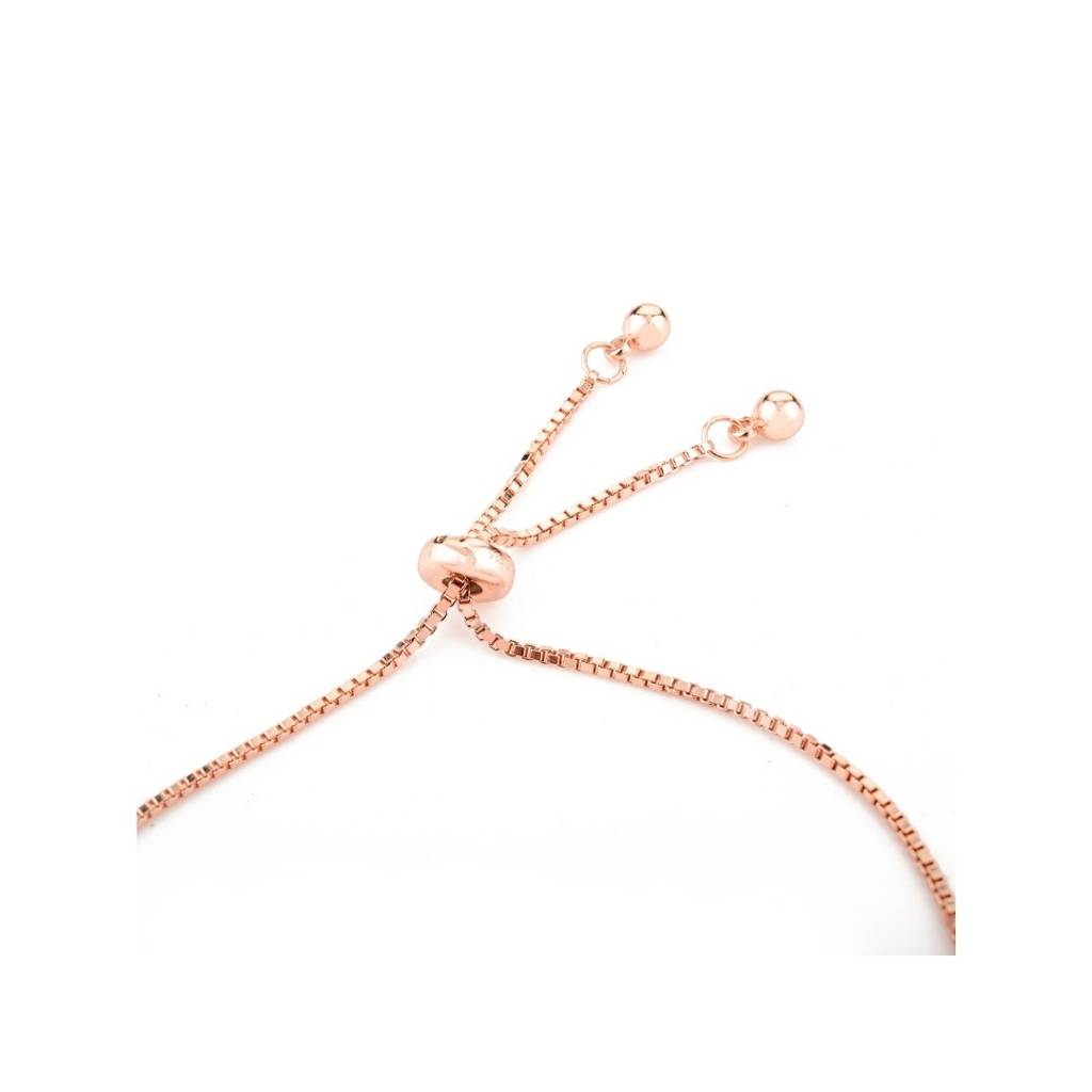 Rose Gold Cz Diamond Charms Adjustable Bracelet In 925 Silver : SMR42
