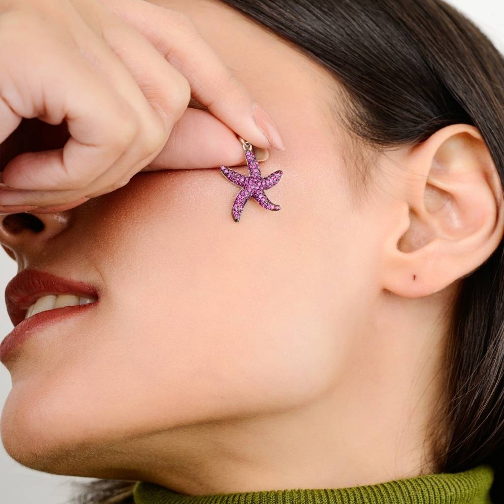 Starfish Dainty Pendant Charm In 925 Silver : SMR64