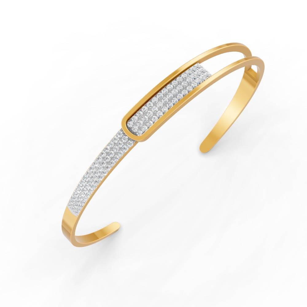 0.85 Ct Round Cut Natural Moissanite Women Cuff Bangle Bracelets 14K Gold Plated : FJ_109