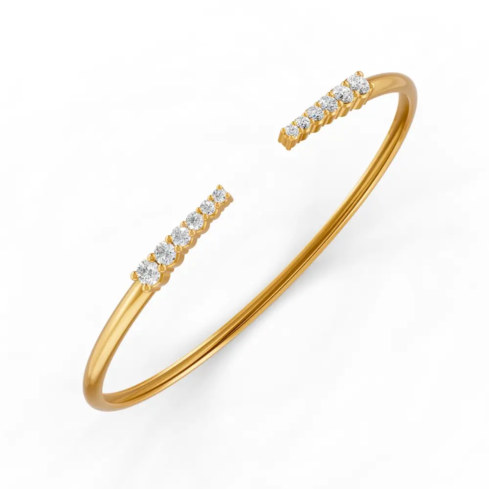 0.15 Ct Round Cut Natural Moissanite Women'S Bangle Bracelets 14K Gold Plated : FJ_108