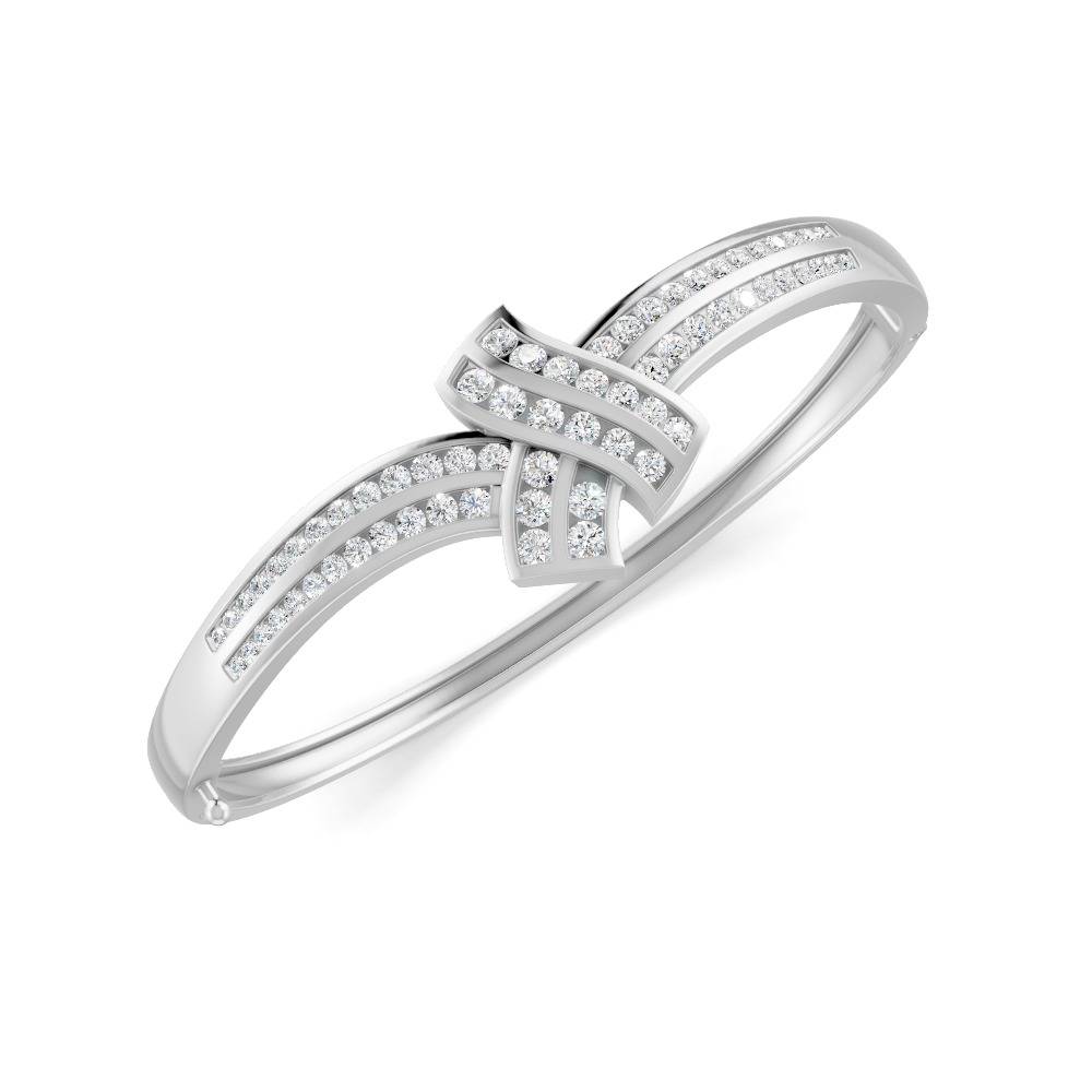 1.50 Ct Round Cut Moissanite Women'S Bangle Bracelet 14K Gold Plated : FJ_104