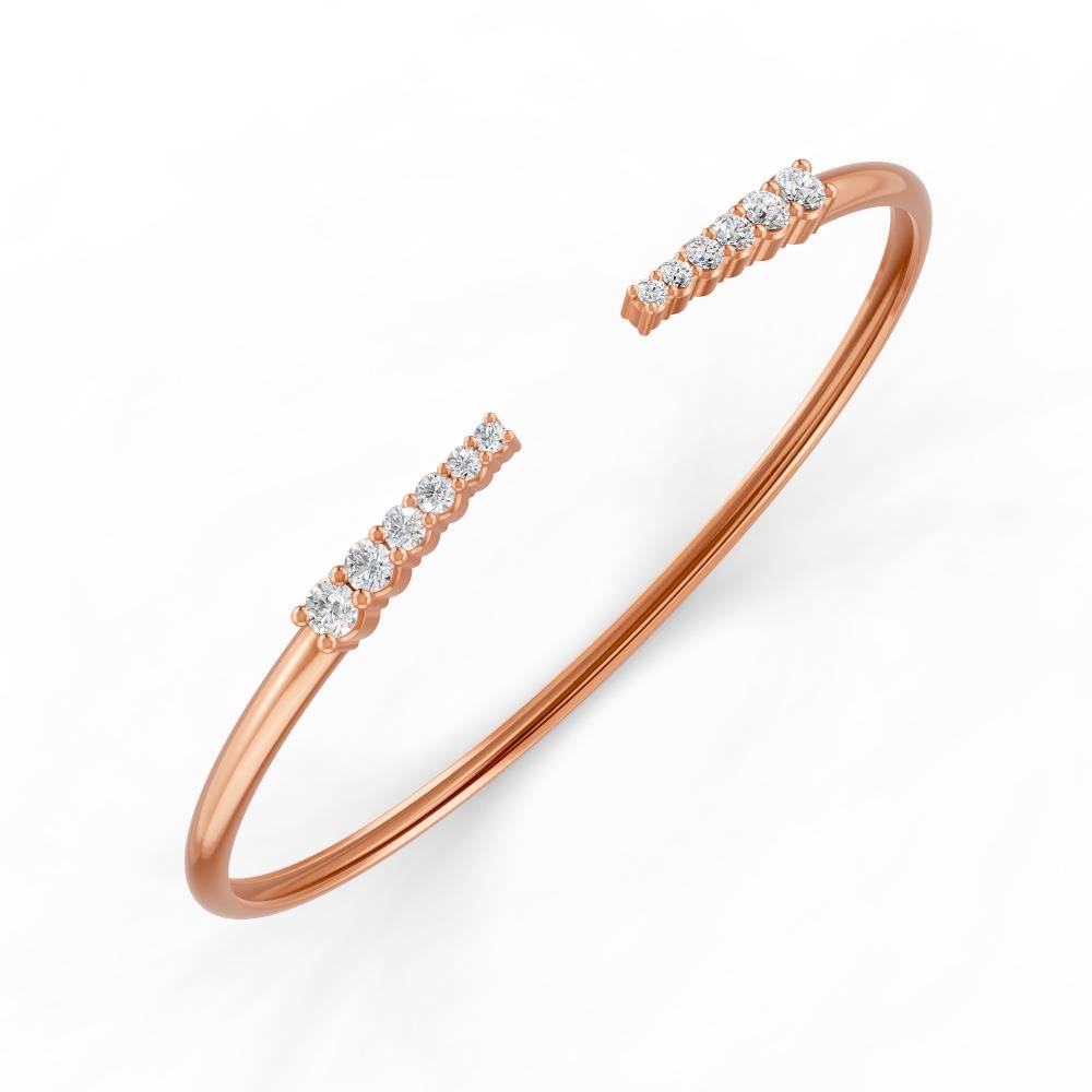 0.15 Ct Round Cut Natural Moissanite Women'S Bangle Bracelets 14K Gold Plated : FJ_108