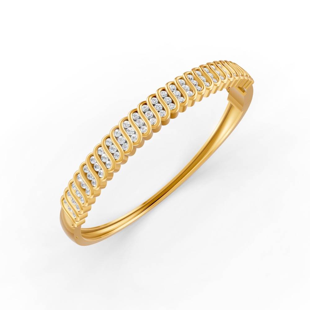 1.90 Ct Round Cut Natural Moissanite Women'S Bangle Bracelets 14K Gold Plated : FJ_110