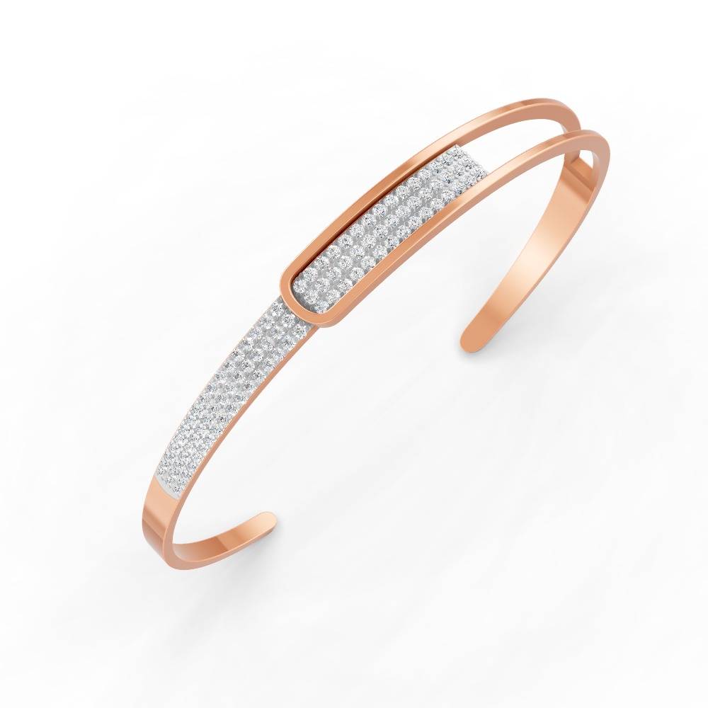 0.85 Ct Round Cut Natural Moissanite Women Cuff Bangle Bracelets 14K Gold Plated : FJ_109