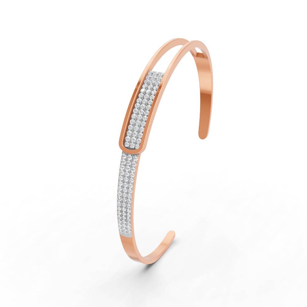 0.85 Ct Round Cut Natural Moissanite Women Cuff Bangle Bracelets 14K Gold Plated : FJ_109