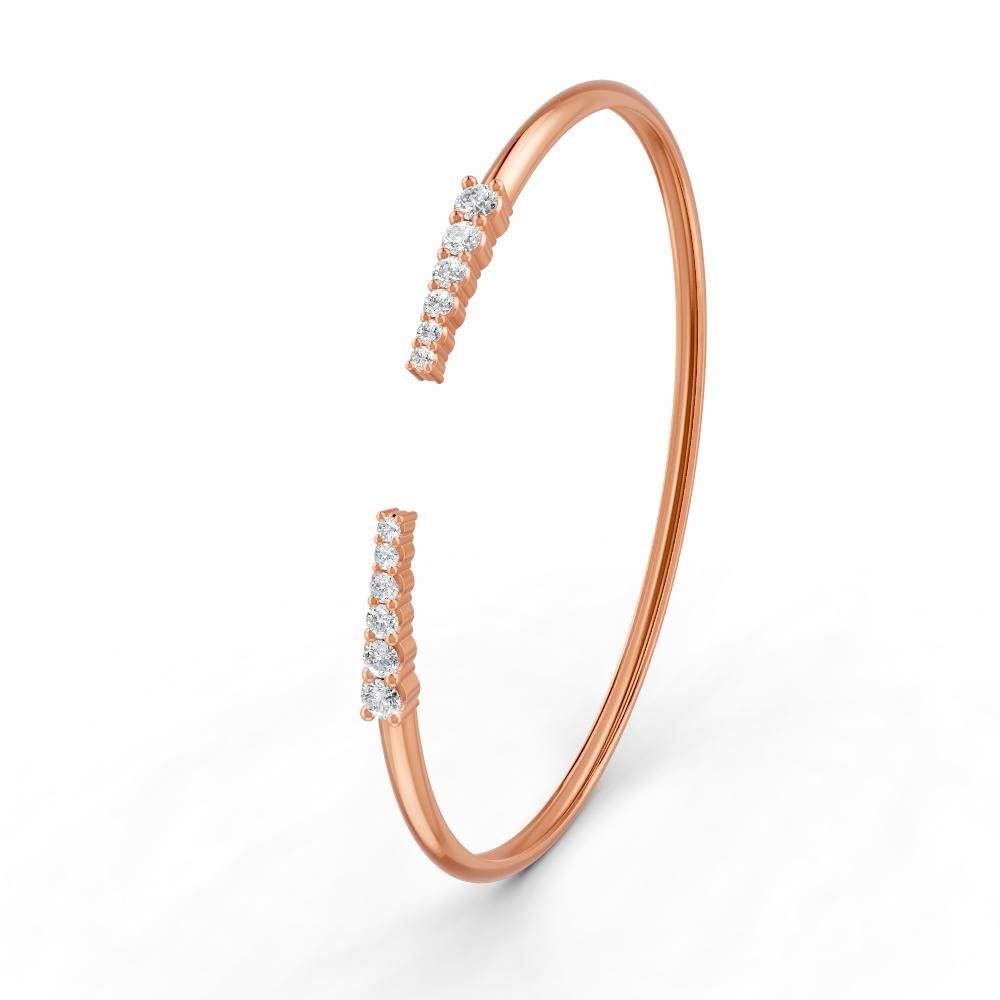 0.15 Ct Round Cut Natural Moissanite Women'S Bangle Bracelets 14K Gold Plated : FJ_108