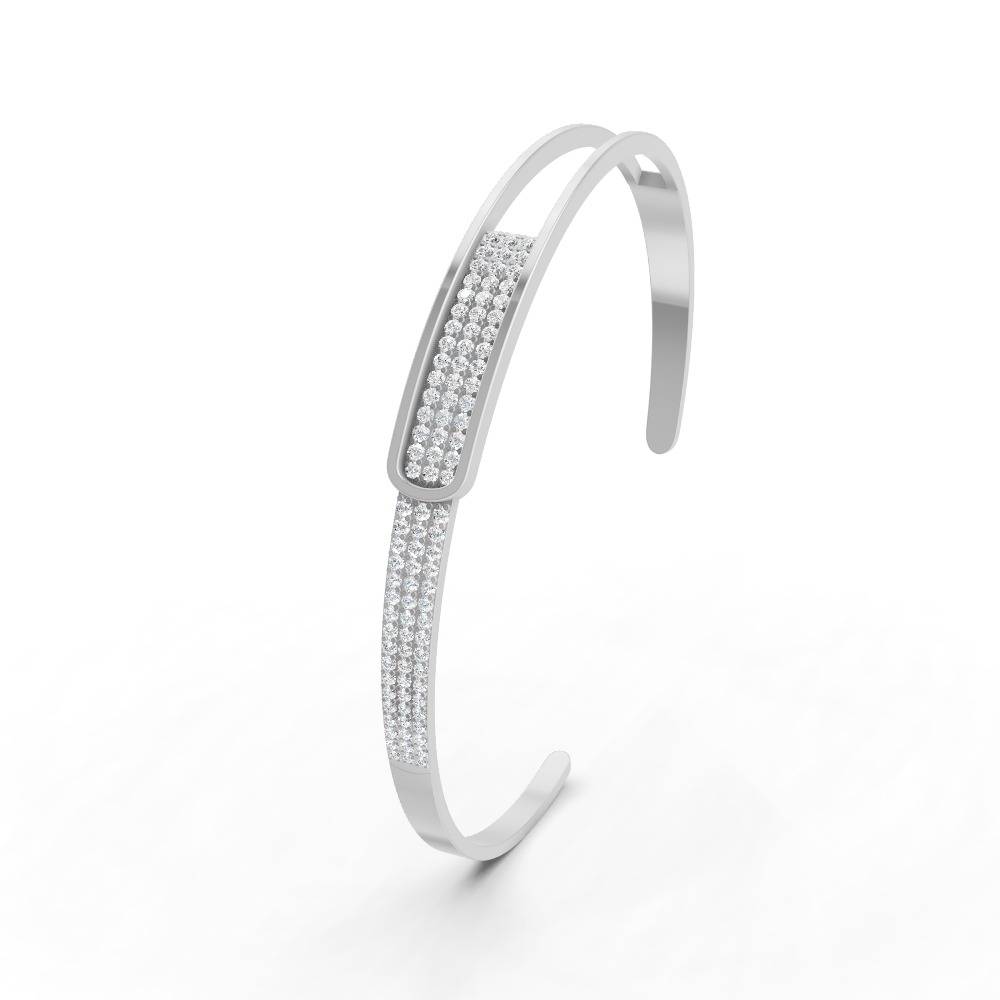 0.85 Ct Round Cut Natural Moissanite Women Cuff Bangle Bracelets 14K Gold Plated : FJ_109