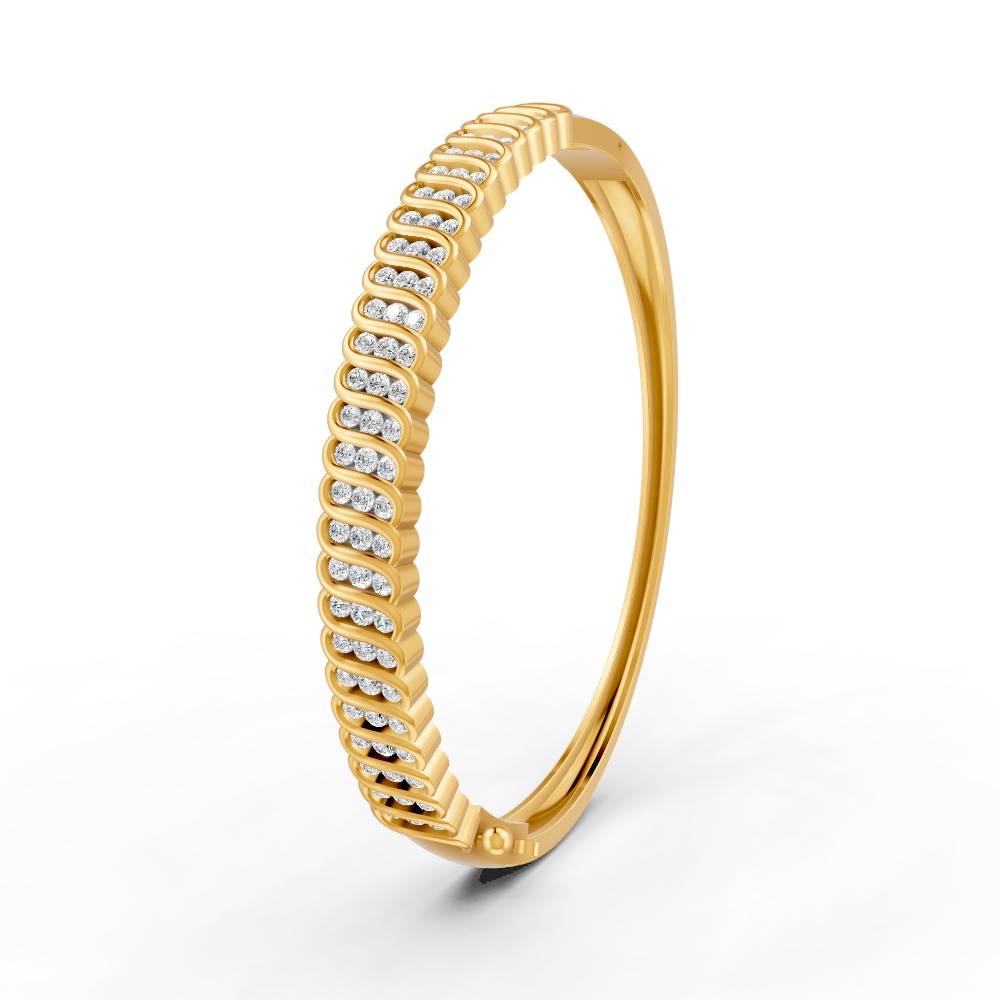 1.90 Ct Round Cut Natural Moissanite Women'S Bangle Bracelets 14K Gold Plated : FJ_110