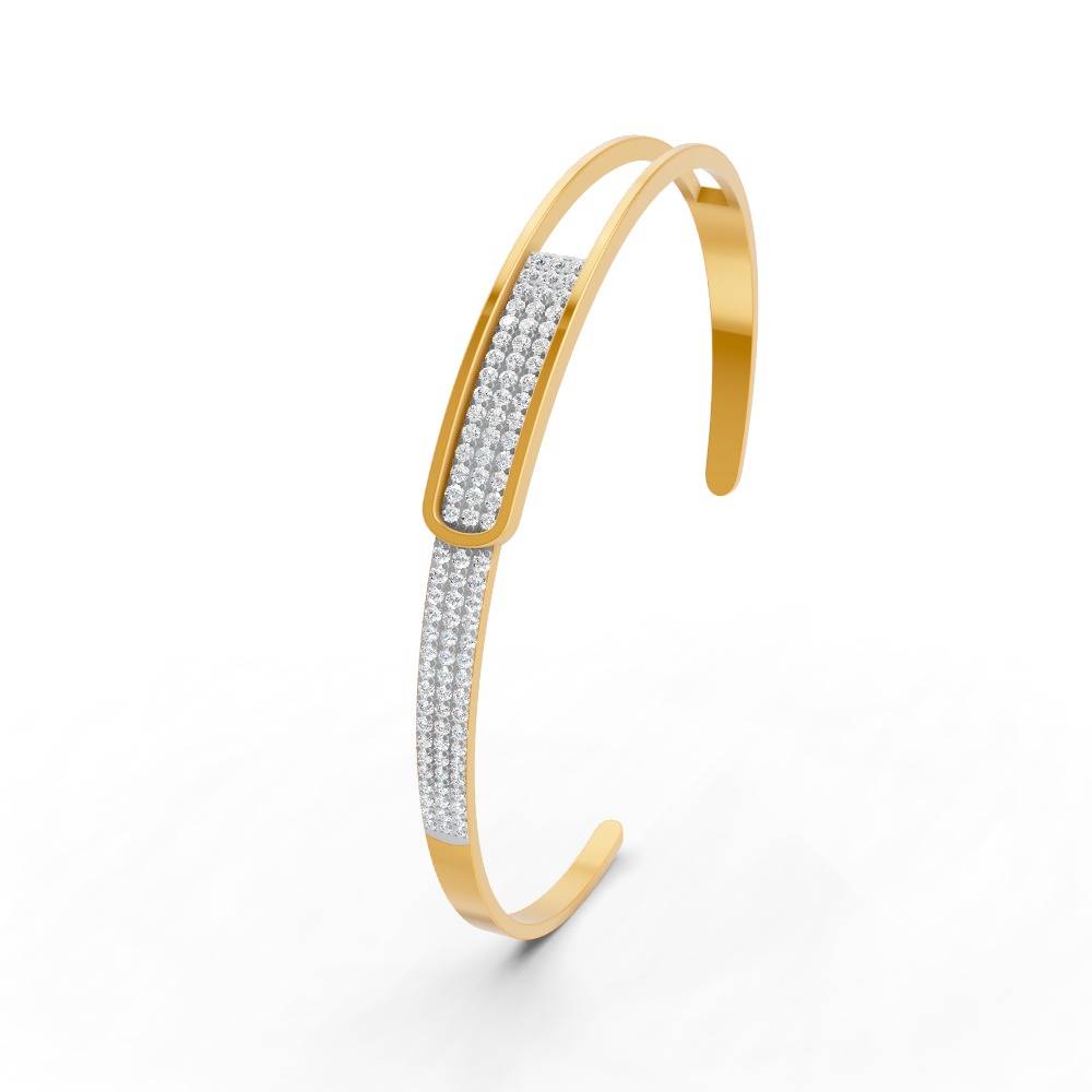 0.85 Ct Round Cut Natural Moissanite Women Cuff Bangle Bracelets 14K Gold Plated : FJ_109