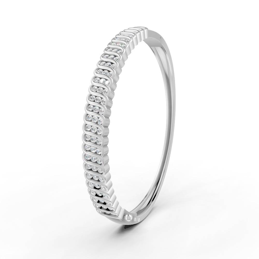 1.90 Ct Round Cut Natural Moissanite Women'S Bangle Bracelets 14K Gold Plated : FJ_110