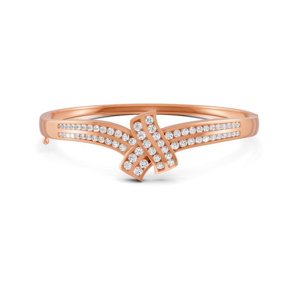 1.50 Ct Round Cut Moissanite Women'S Bangle Bracelet 14K Gold Plated : FJ_104