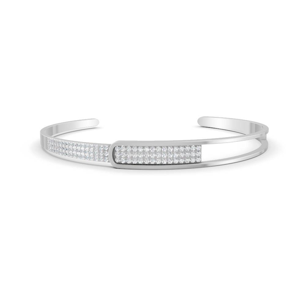 0.85 Ct Round Cut Natural Moissanite Women Cuff Bangle Bracelets 14K Gold Plated : FJ_109