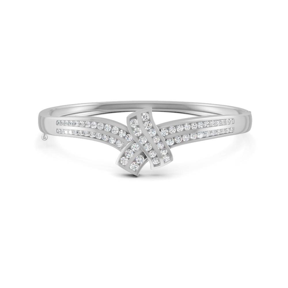 1.50 Ct Round Cut Moissanite Women'S Bangle Bracelet 14K Gold Plated : FJ_104