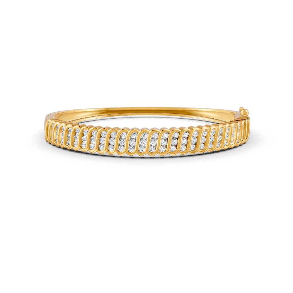 1.90 Ct Round Cut Natural Moissanite Women'S Bangle Bracelets 14K Gold Plated : FJ_110