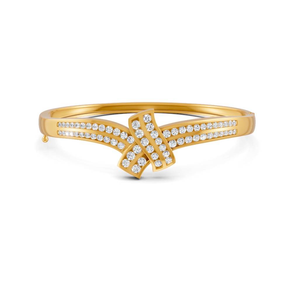 1.50 Ct Round Cut Moissanite Women'S Bangle Bracelet 14K Gold Plated : FJ_104