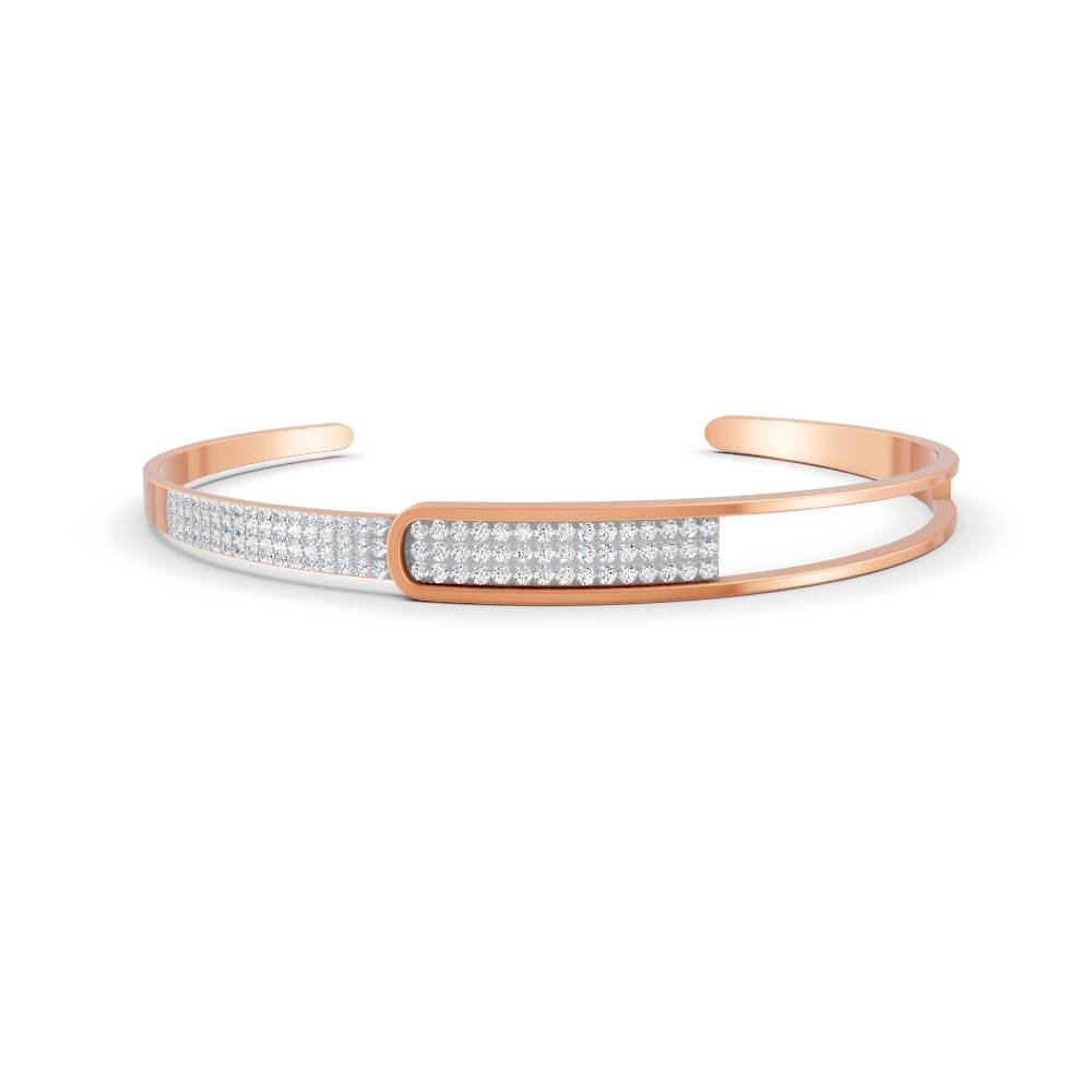 0.85 Ct Round Cut Natural Moissanite Women Cuff Bangle Bracelets 14K Gold Plated : FJ_109