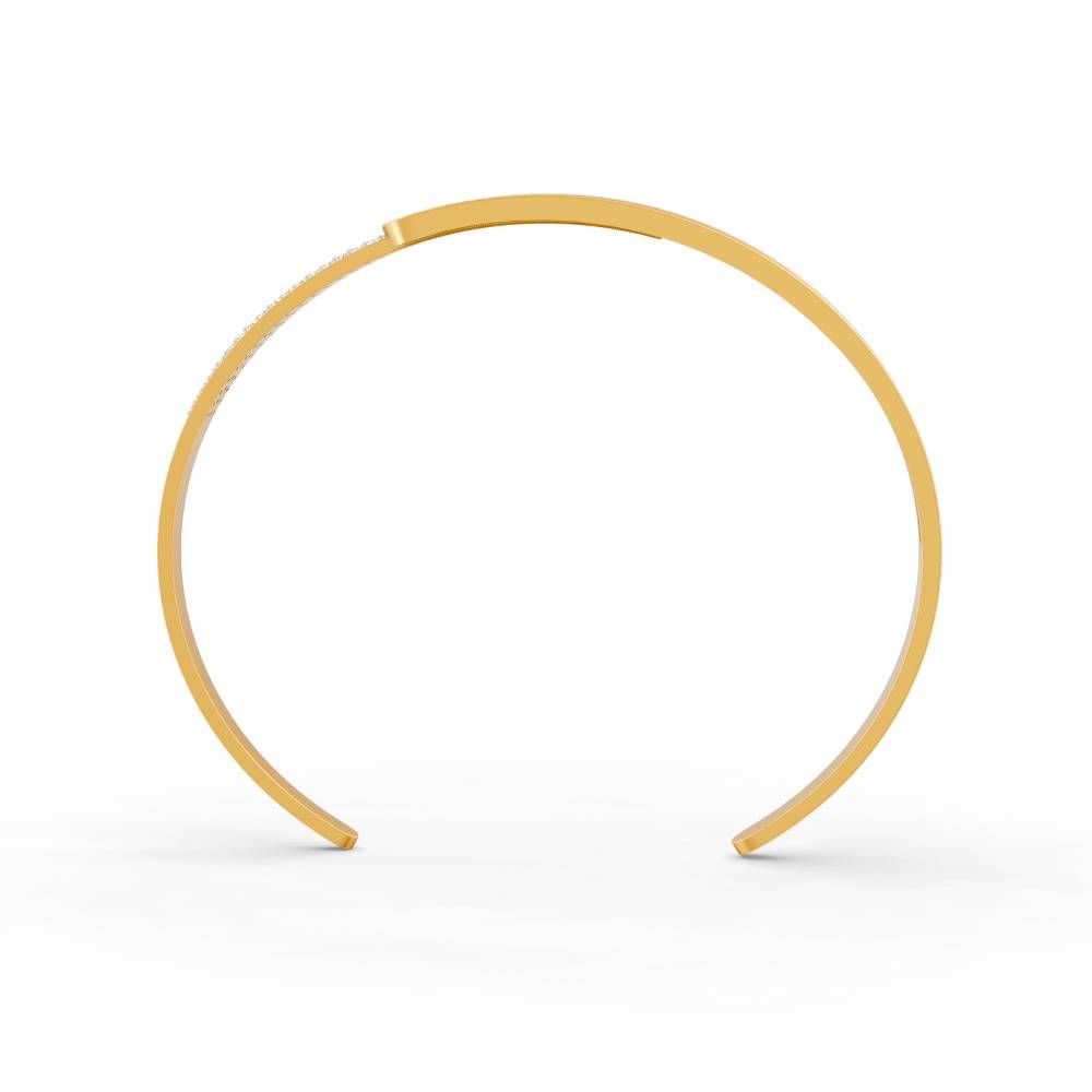 0.85 Ct Round Cut Natural Moissanite Women Cuff Bangle Bracelets 14K Gold Plated : FJ_109