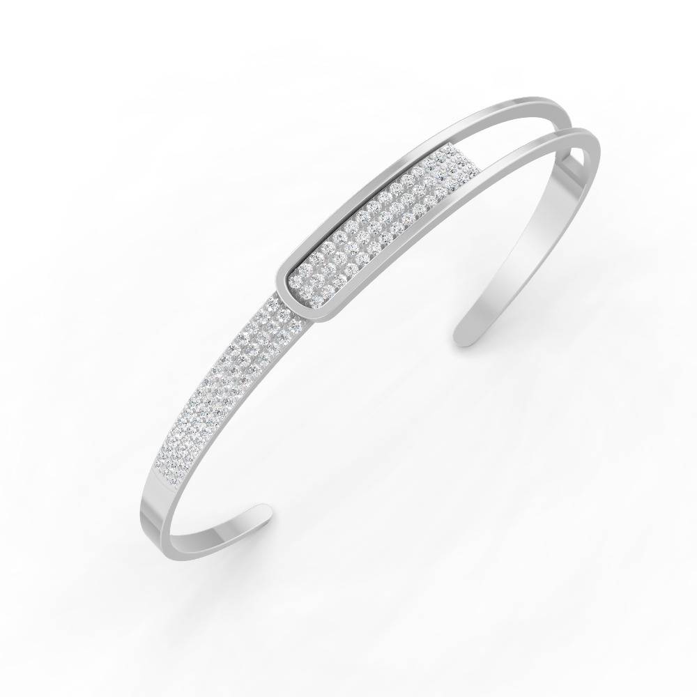0.85 Ct Round Cut Natural Moissanite Women Cuff Bangle Bracelets 14K Gold Plated : FJ_109