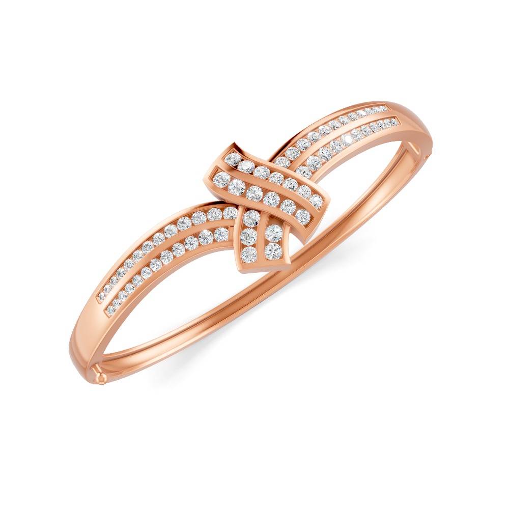 1.50 Ct Round Cut Moissanite Women'S Bangle Bracelet 14K Gold Plated : FJ_104