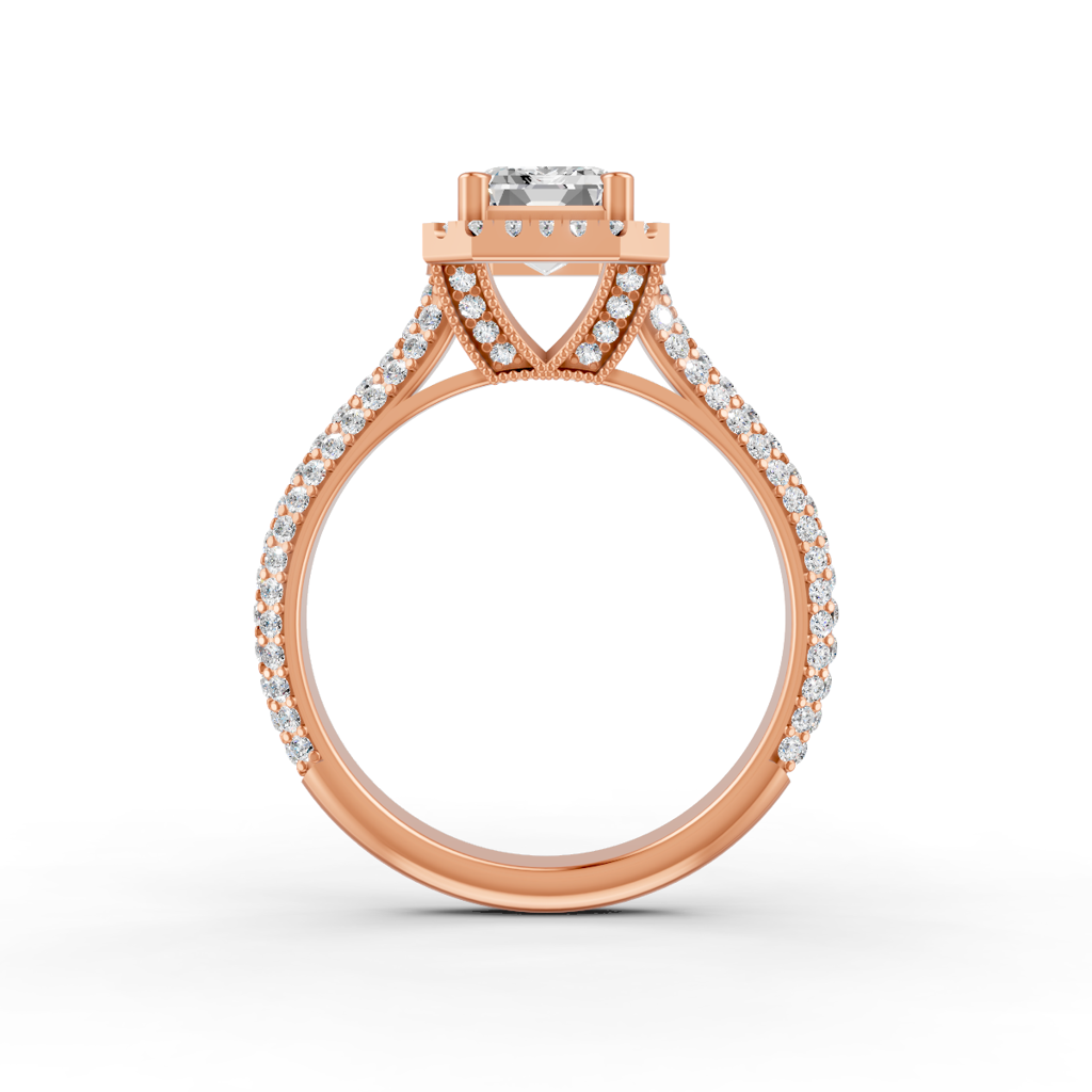 Princess Cut Moissanite Women Halo Engagement Ring 14K Gold Plated : FJ_083
