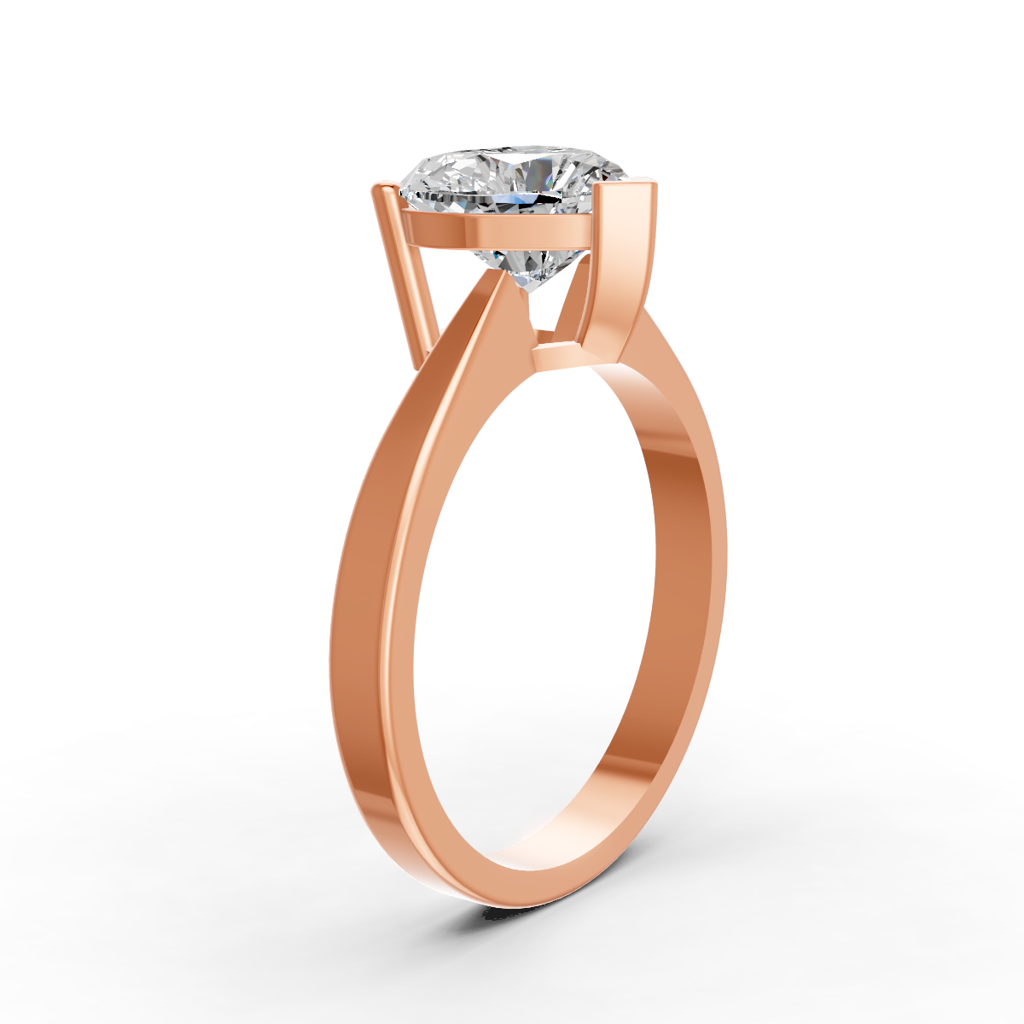 Heart Cut Real Moissanite V Prong Solitaire Ring 14K Gold Plated : FJ_058